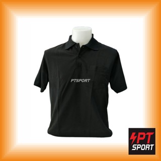 VP เสื้อโปโล สีดำล้วน ผ้าจูติ TK