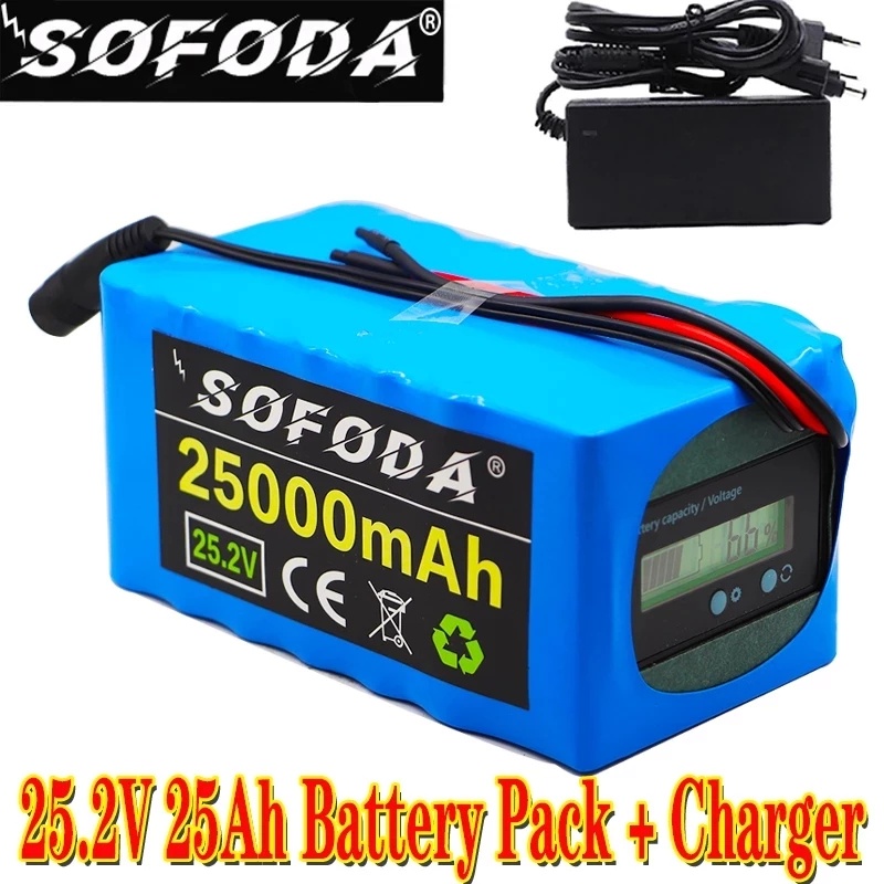Battery 24V 6S4P 25Ah battery 500W high power battery 25.2V 25000mAh E-bike BMS electric bicycle wit