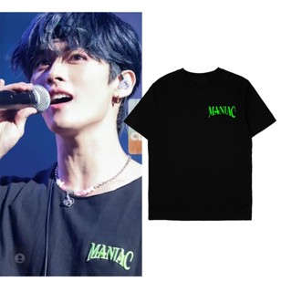 เสื้อเบลาส์ เสื้อวันพีช เสื้อยืดแขนสั้น straykids Minho maniac โลโก้สีเขียว Tx7 เสื้อทหาร Tee