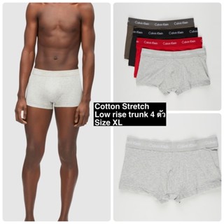 พร้อมส่ง TR4 กางเกงชั้นในชาย Calvin Klein Cotton Stretch Low rise trunk แพ้ค 4 ตัว Size XL