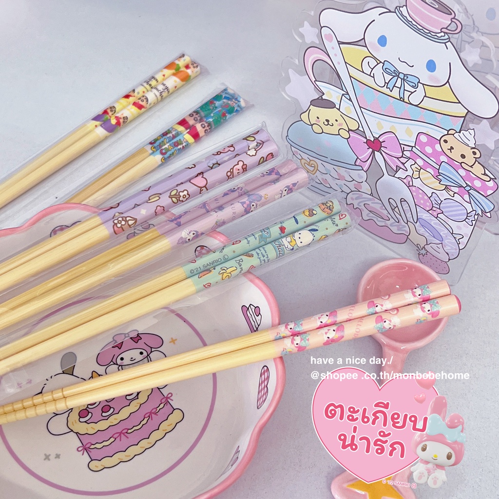 ตะเกียบไม้  ตะเกียบ ตะเกียบญี่ปุ่น ลายการ์ตูนสุดน่ารัก มีหลายลายให้เลือก พร้อมส่ง ！！