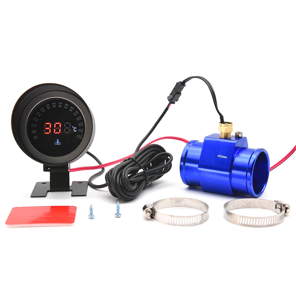 LCD Water Temperature Gauge with Sensor Water Temp Gauge Adaptor Joint Pipe Sensor Radiator Digital Smoke Lens Auto Gaug