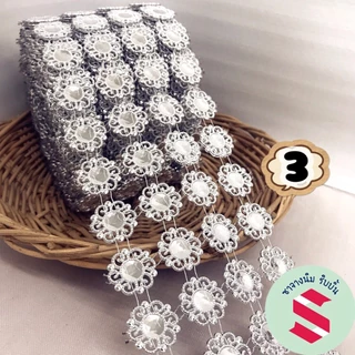 สังวาลย์รหัส R03 หลาตัดแบ่งยาว 1 หลา(มี 120ชิ้น)ขนาดเม็ดกว้าง 24มิล ใช้ประกอบเหรียญโปรยทาน งานตกแต่งบูชางานบายศรี