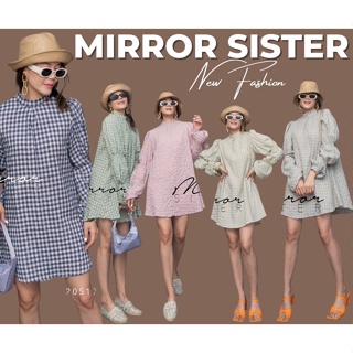 🔖ป้าย Mirrorsister 20517.1 เดรสลายสก็อต2โทน เฉดสีพาสเทล ทรงหลวม ช่วงคอปิด ซิปหลัง