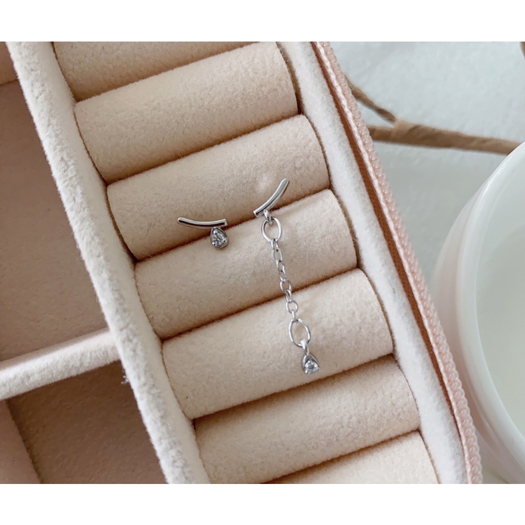 263-goodgift_station -smile earrings s925 sterling silverต่างหูแบบเจาะก้านเงิน 92.5 รูปยิ้มห้อยโซ่ยา