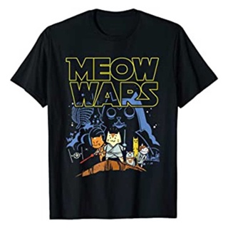 เสื้อยืดสีขาวเสื้อยืด พิมพ์ลาย Star Wars Meme Meow Wars Cat เหมาะกับของขวัญ สําหรับผู้ชาย และผู้หญิงS-4XL