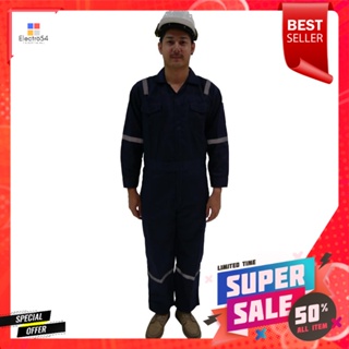 เสื้อชุดช่างสะท้อนแสง PROSIRY SAFE Size M สีน้ำเงินREFLECTIVE SAFETY COVERALLS PROSIRY SAFE M BLUE