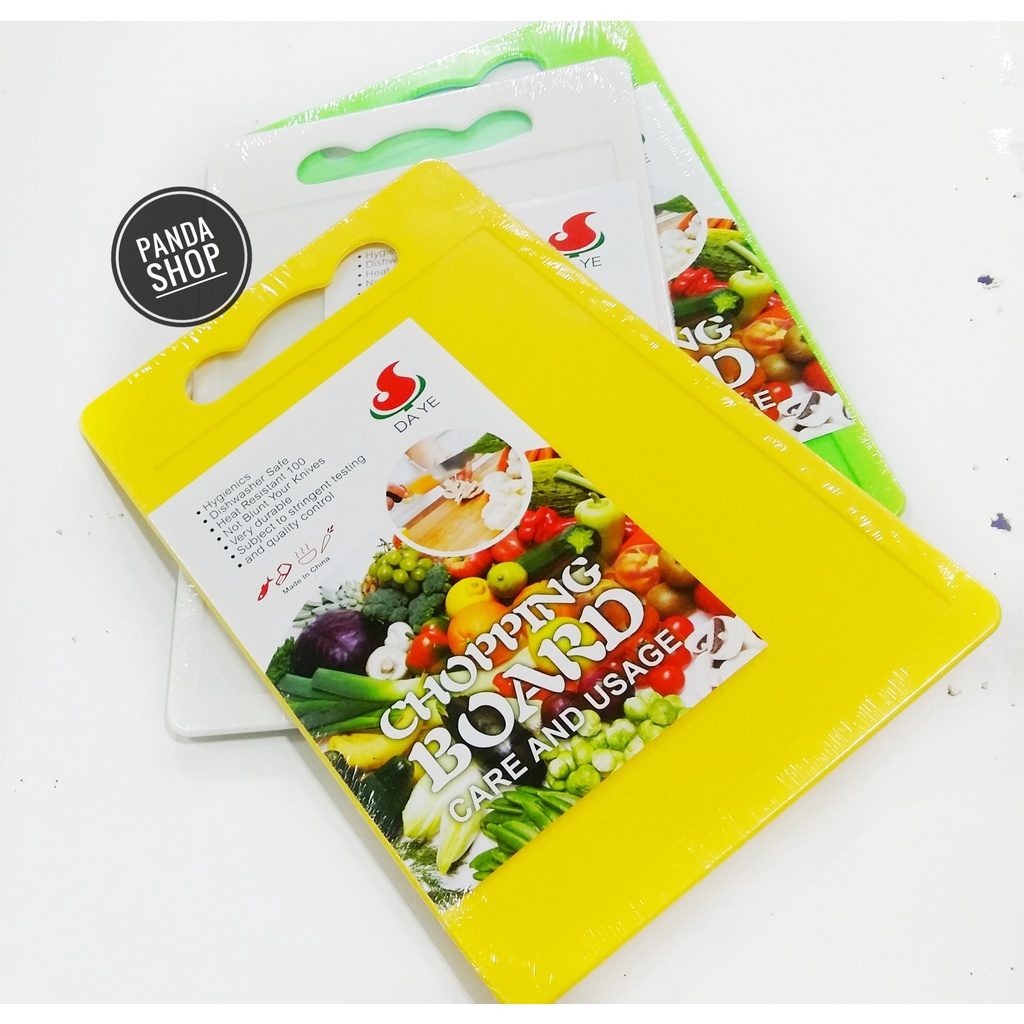 เขียงพลาสติก เนื้อหนา มีมอก. อุปกรณ์ทำอาหาร เขียงหั่นผักผลไม้ มี3สี เขียว เหลือง ขาว