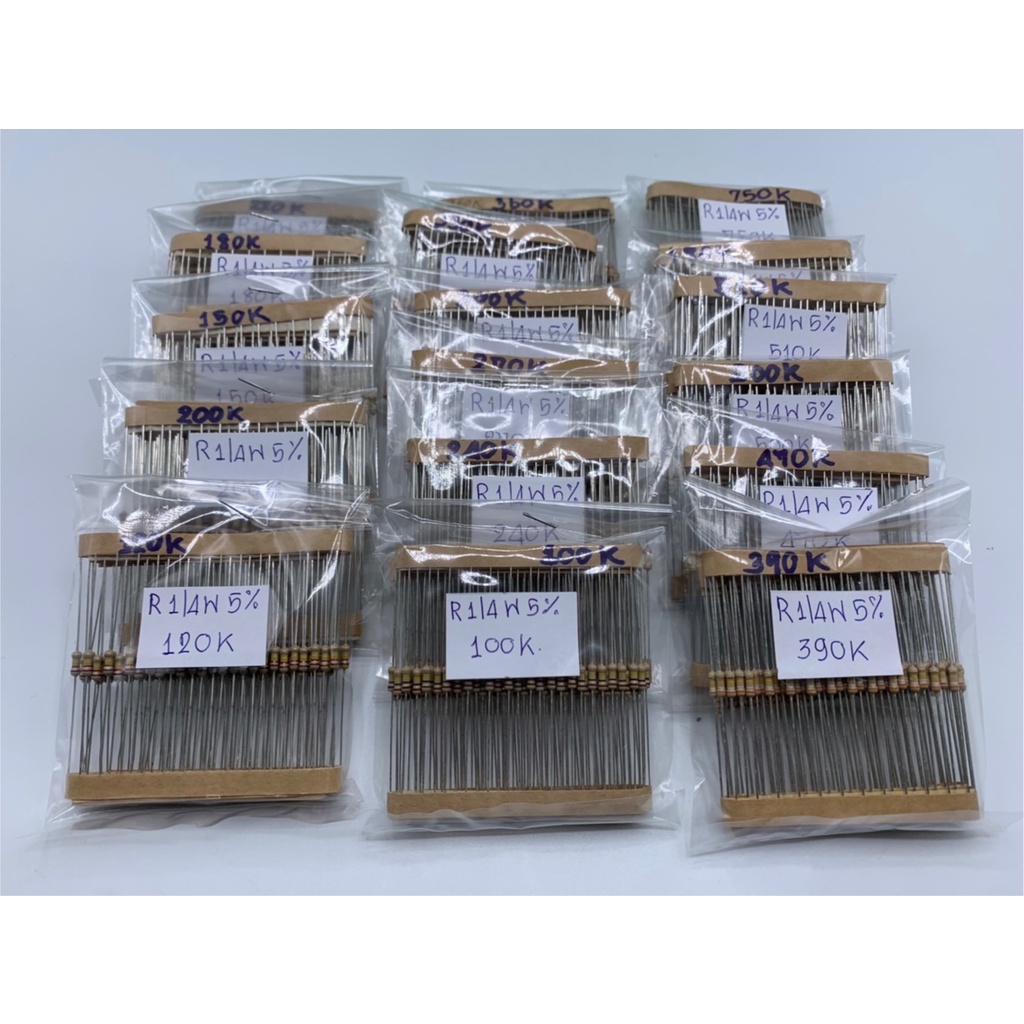 ตัวต้านทาน,R,RESISTER,1/4W5%  มีหลายค่าให้เลือก (ได้100 ตัวค่าเดียวกัน)