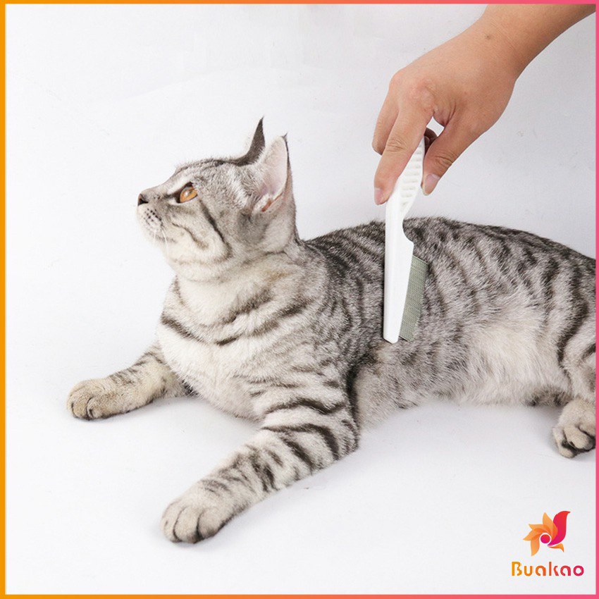 BUAKAO หวีสแตนเลส ด้ามจับพลาสติก สำหรับหวีขนสัตว์เลี้ยง Pet cleaning comb ราคา ถูกที่สุด ดีลบีเคเค