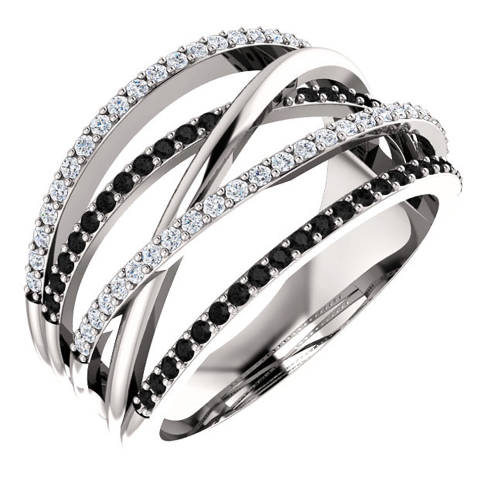 925 เงินสเตอร์ลิง Slver Pesonality ชั้นไขลานแหวน Black & White Zircon หินวันเกิดปีใหม่สําหรับผู้หญิงหรูหราเครื่องประดับ Femme