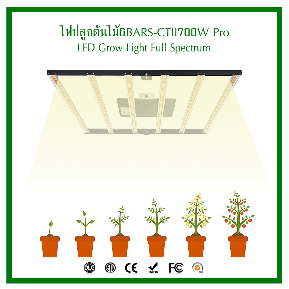ไฟปลูกต้นไม้ LED Grow Light 6BRAS-CTII700W PRO ไฟปลูก แบบในร่ม Full Spectrum