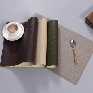 ShopAt.Two แผ่นรองจาน หนังPU ขนาด 45x30 cm ทนความร้อน กันน้ำ พร้อมส่งในไทย