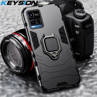 KEYSION Shockproof Armor Case for VIVO T1X Y33T Y33S Ring Stand Phone Back Cover for VIVO Y21A Y21G Y21E Y21T