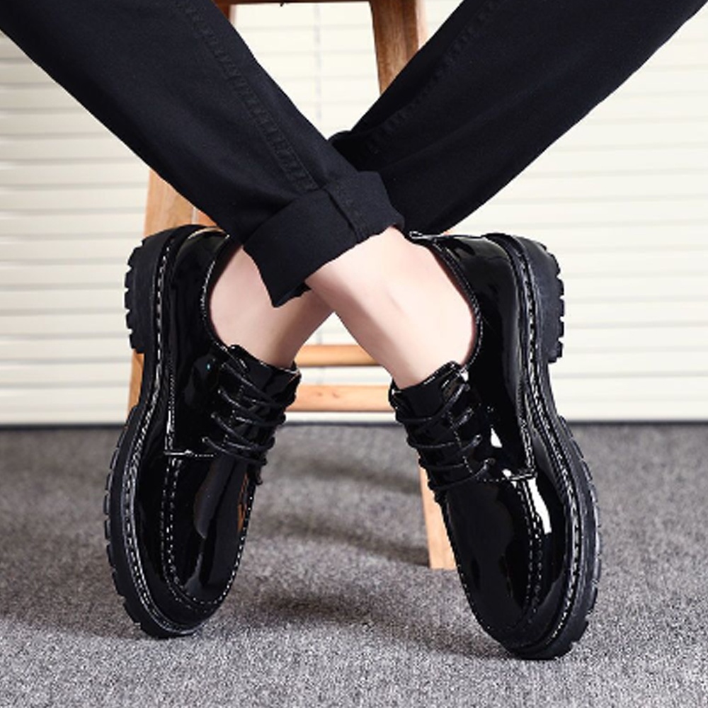 รองเท้าหนังแก้ว หนังเทียม คัชชูชาย ใส่ทำงาน ใส่ลำลอง แบบผูกเชือก