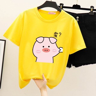 [ราคาถูกที่สุด] ในสต็อก  ส่งมอบทันที  แฟชั่นการ์ตูนน่ารักแขนสั้น  เสื้อ ทรงหลวม  มีให้เลือก 9 สี M-3XL