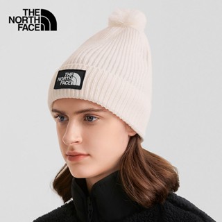 THE NORTH FACE TNF LOGO BOX POM BEANIE - GARDENIA WHITE หมวกปีก หมวก เสื้อผ้า UNISEX