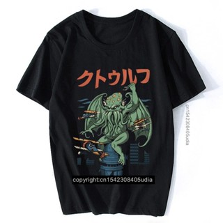 เสื้อแฟชั่นผญ sexy - ที่ไม่ซ้ํากันวินเทจตลก Kaiju Cthulhu โจมตีกราฟิกเสื้อยืดผู้ชายฮาราจูกุผ้าฝ้ายเ