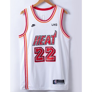 2022-23 NBA Miami Heat ใหม่ ฤดูกาล สําหรับผู้ชาย #เสื้อกีฬาบาสเก็ตบอล ปักลาย Jimmy Butler 22 สีขาว สไตล์คลาสสิก