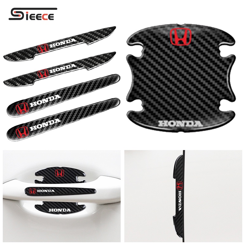 Sieece กันรอยประตูรถยนต์ คาร์บอนไฟเบอร์ ยางกันกระแทกขอบประตู ฟิล์มกันรอยมือจับประตูรถยนต์ สติ๊กเกอร์