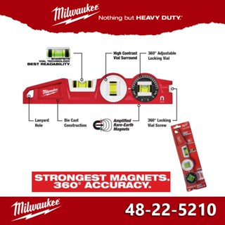 Milwaukee ระดับน้ำ รุ่น 48-22-5210 Block Torpedo Level สามารถปรับองศาได้ มีแม่เหล็ก