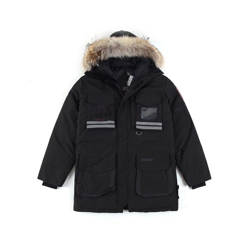 กระแสน้ำHot Classic Fashion Real Coyote Fur Winter Mens Womens CG Snow Mantra Parka Down Jackets Outerwear Coat Water Wi