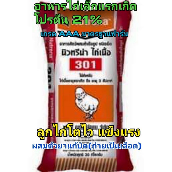 อาหารไก่เล็กแรกเกิด โปรตีน21% เกรดA ใช้เลี้ยงได้ทั้ง ลูกไก่ เป็ด ห่าน ไก่งวง นก (แบ่งขาย 1 กิโลกรัม)