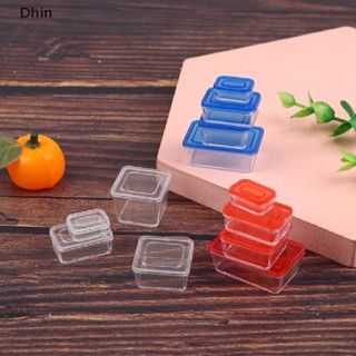 [Dhin] 4pcs 1/12 Dollhouse Mini Fresh Keeping Box Lunch Box Model Kitchen Tableware COD