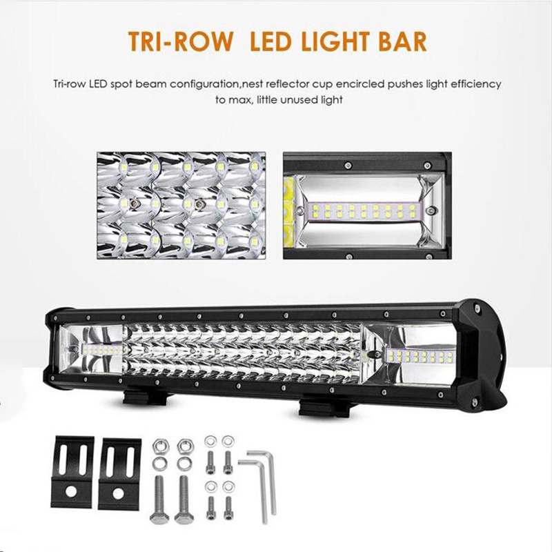 324W 23 Inch Curved LED Light Bar Offroad 12V 24V Work LED Lightings Combo For Rampe Truck SUV ATV 4