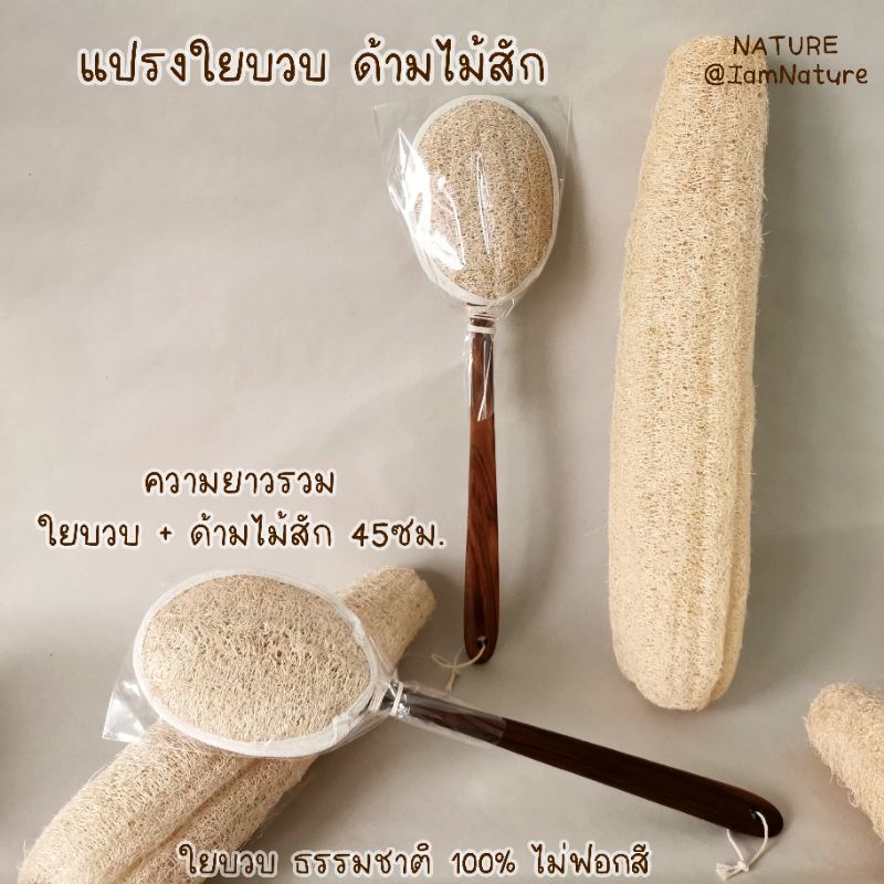 ด้ามไม้สักแท้/ขนาดใหญ่ NATURE : แปรงใยบวบด้ามไม้สัก ใยบวบไม่ฟอกสี ธรรมชาติ 100%  มีที่ห้อยเก็บสะดวก หยิบใช้งานง่าย