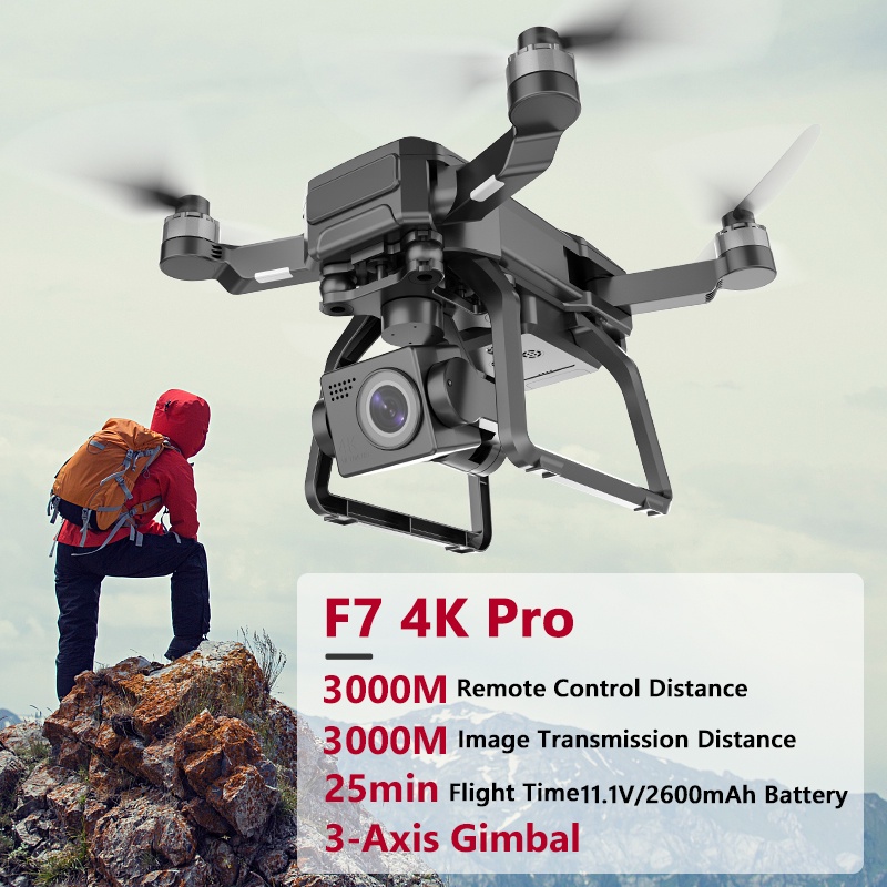 F7 4K Pro Drone 5G WiFi GPS 3-Axis Gimbal Brushless Motor 25min Max Flight Time 3KM RC Distance FPV 