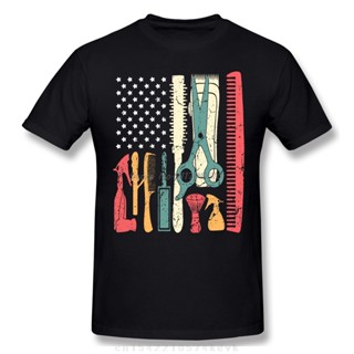 Tee Camiseta de peluquero con bandera de Estados Unidos Unidos para hombre, ropa de calle de algodón de talla grande, de