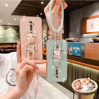 เคสโทรศัพท์มือถือ ชุบไฟฟ้า ลายหมี หมุนได้ สําหรับ OPPO Reno 10 Pro+ 2Z 2F 2 10X