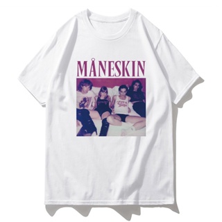 เสื้อตราหานคู่ เสื้อยืด Maneskin Nieuwe Zomer Mode/แมนเนน แคชชวล โอ-ฮาลส์ ซวาร์เต เสื้อยืด แมนเนลิจเค ฮาราจูกุ คาวาอีคาว