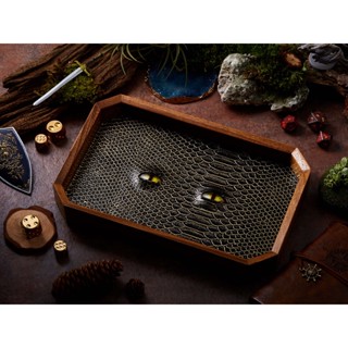 BEHOLDER Dice Tray | Black Gold Leather &amp; Green eye | Octagon Dice Tray | Faux Leather | RPG Dice Tray | DnD Dice tray