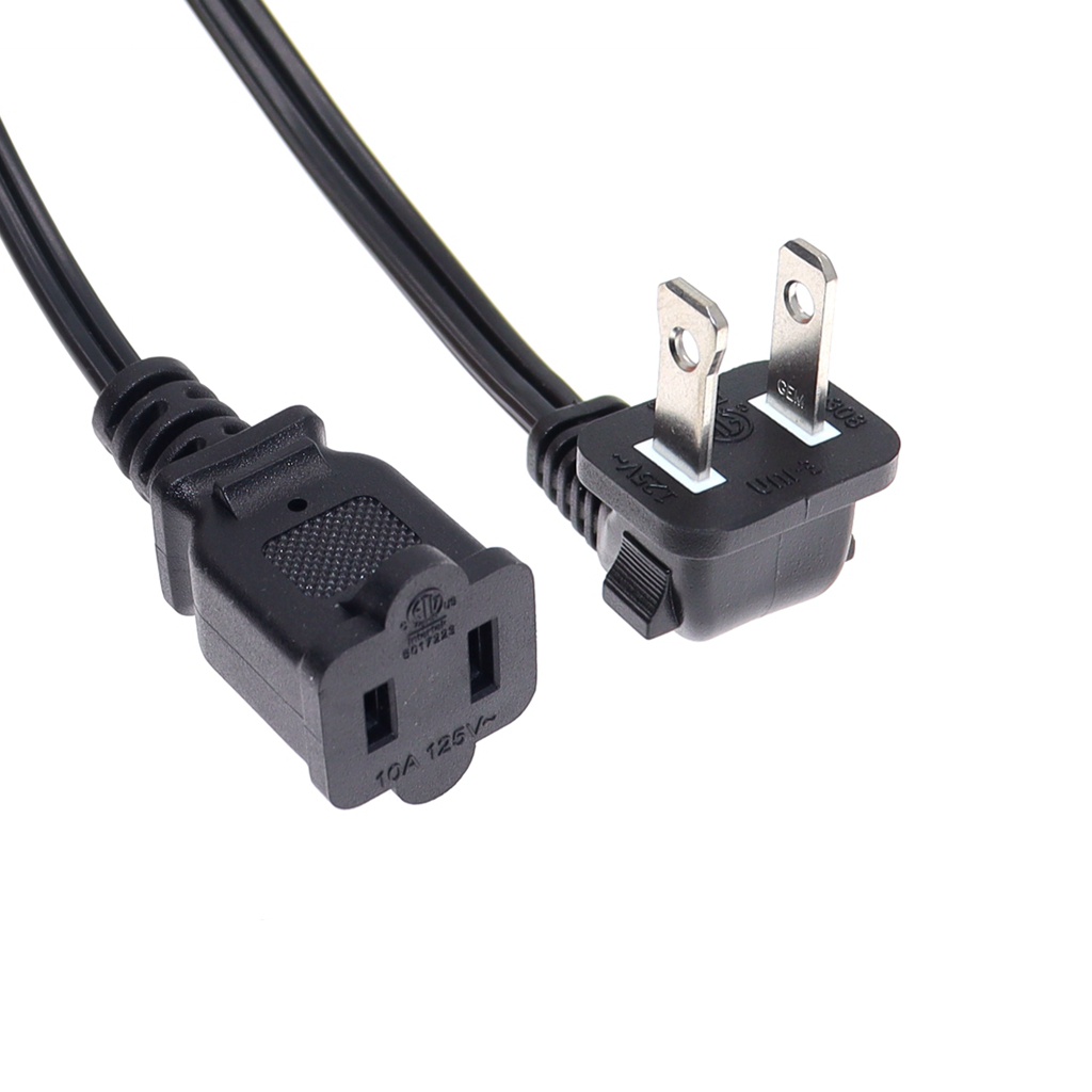 ขวามุมโพลาไรซ์ US 2-Prong ชายกับหญิงสายไฟ, Nema 1-15P ถึง 1-15R Power Outlet Extension สาย 18AWG 0.5 M/3 M