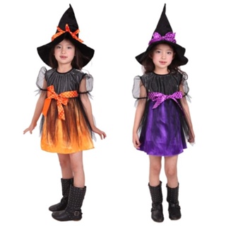 Lovely Witch Girl Fancy Halloween Costume ชุดแม่มดเด็ก ชุดแม่มดเด็กผู้หญิง ชุดแม่มด แม่มด ชุดผี ชุดฮาโลวีน ฮาโลวีน
