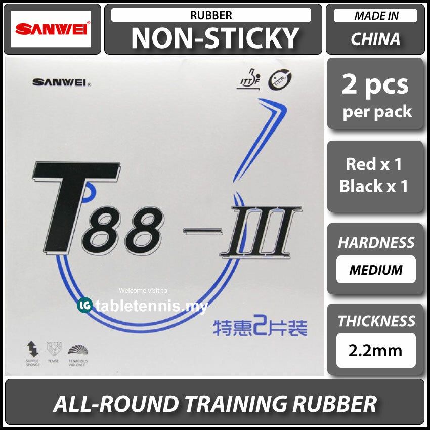Sanwei ยาง T88-III ปิงปองยางเหนียวการฝึกอบรม Spin ยางยืดหยุ่น Getah Ping Pong Latihan T88-3
