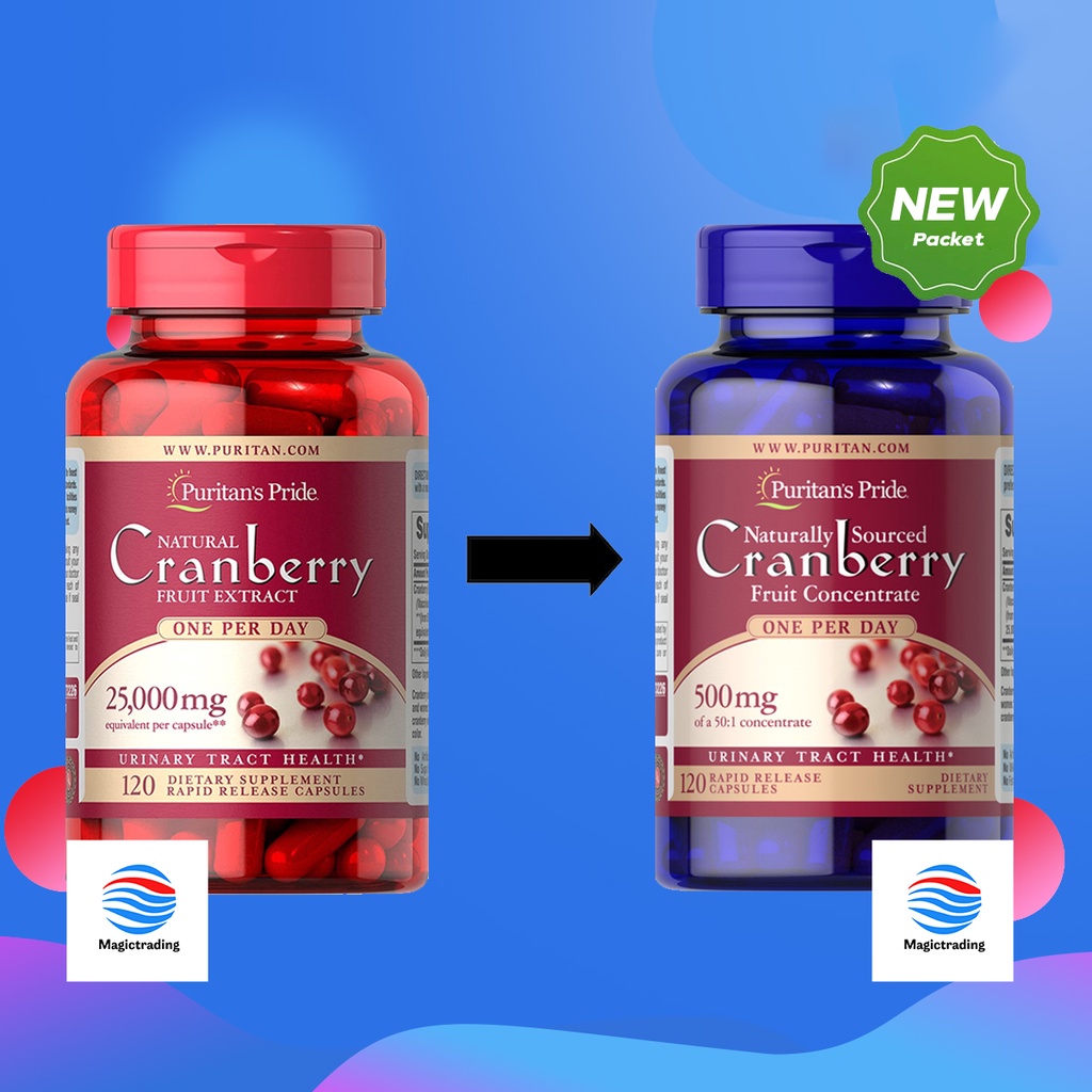 Puritan's Pride One A Day Cranberry /120  Capsules (500 mg of 50:1 concentrate, เทียบเท่า 25,000 mg 