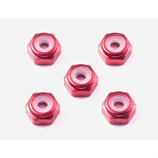 Tamiya 15493 - 2mm Aluminum Lock Nut (Red, 5pcs.)