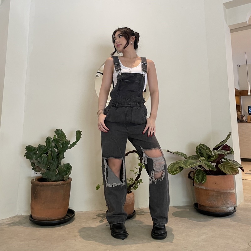 Olivia Ripped Denim Overall - WEAR.THREEK