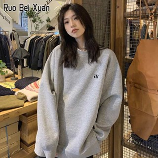 RUO BEI XUAN เสื้อสเวตเตอร์ผู้หญิงใหม่สไตล์เกาหลีวิทยาลัยสไตล์หลวมเสื้อกันหนาวผู้หญิง