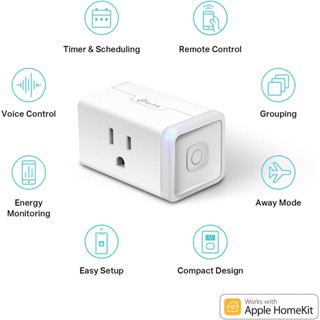 Kasa Smart Plug Mini 15A, Apple HomeKit Supported, Smart Outlet Works with Siri, Alexa &amp; Google Home, No Hub Required