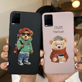 เคสโทรศัพท์ซิลิโคน TPU แบบนิ่ม ผิวด้าน ลายการ์ตูนกระบองเพชร และหมีนักบินอวกาศ สําหรับ VIVO Y33S Y21S Y21 2021