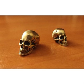 ลูกปัด ลูกปัท skull bead ลูกปัดกะโหลก ทองเหลือง 3 รู (รูกลาง 6mm) Keychain DIY สายแลนยาร์ด Lanyard