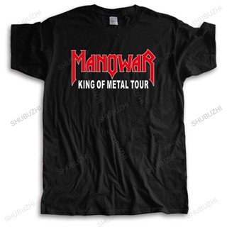 เสื้อยืดน่ารักๆ ขายร้อน homme ฤดูร้อนเสื้อยืดแบรนด์เสื้อยืดคอโอหายาก MANOWAR คิงส์ของโลหะ VTG แฟชั่นผ้าฝ้าย Unisex Teesh