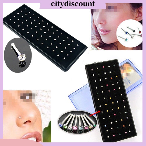 <citydiscount> 60 X แหวนจมูกกระดูกสตั๊ดเจาะร่างกายจิวจมูก