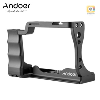 Andoer Camera Cage Aluminum Alloy with Cold Shoe Mount Compatible with  EOS M50/ M50 II DSLR Camera