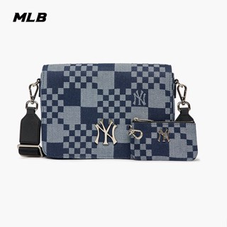 MLB NY กระเป๋าสพายข้างรุ่นCHECKER BOARDผ้ายีนส์ใบใหญ่+ใบเล็ก สายสพายปรับขนาดได้