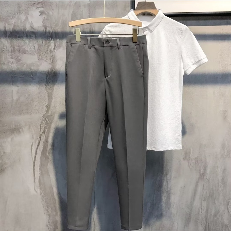 Suit Pants 253 บาท กางเกงขายาวลําลอง ผ้าเดรป แบบบาง เข้ารูป แฟชั่นฤดูร้อน สไตล์นักธุรกิจ สําหรับผู้ชาย Men Clothes